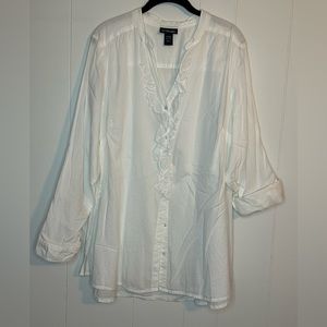 Lane Bryant white button-up shirt with rolled sleeves size 22/24
